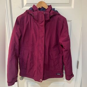 Lands End Squall Parka Jacket Women’s Small Purple Plum Fleece Lined Hooded Coat